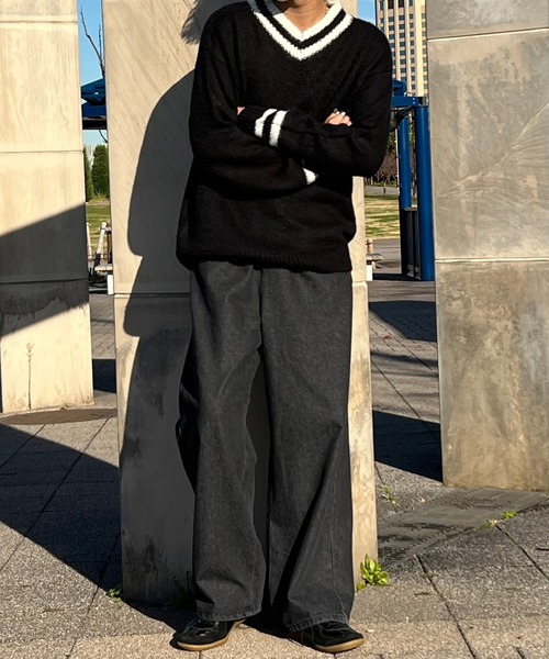 kutir(クティール)の「モヘアライクVネックニット(ニット/セーター・メンズ・ネイビー/ブラック/ブラウン・MEDIUM/LARGE)」の8枚目の写真