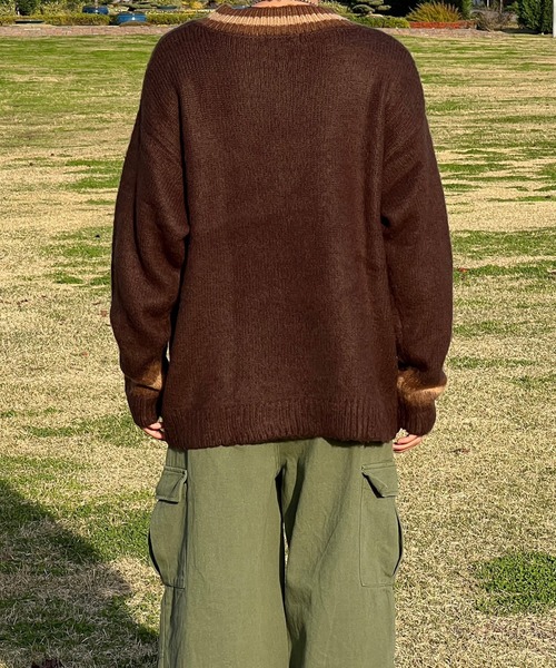 kutir(クティール)の「モヘアライクVネックニット(ニット/セーター・メンズ・ネイビー/ブラック/ブラウン・MEDIUM/LARGE)」の14枚目の写真