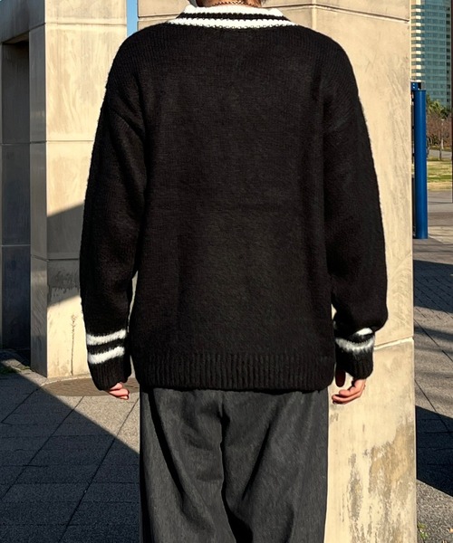 kutir(クティール)の「モヘアライクVネックニット(ニット/セーター・メンズ・ネイビー/ブラック/ブラウン・MEDIUM/LARGE)」の7枚目の写真