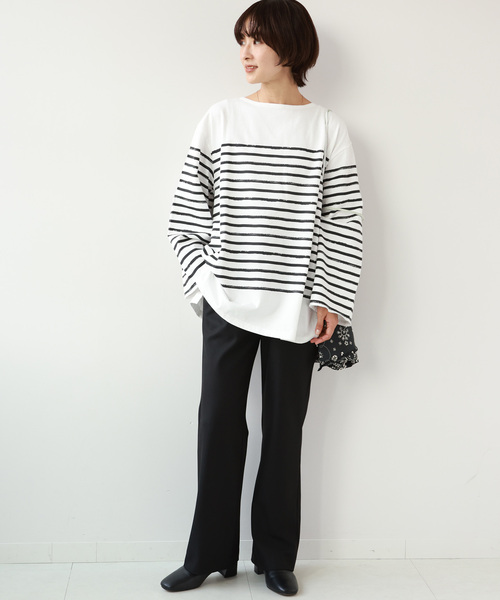 JOURNAL STANDARD relume(ジャーナルスタンダード レリューム)の「ペイントボーダープルオーバー(Tシャツ/カットソー・レディース・ブラック/ピンク/ブルー・FREE)」の4枚目の写真