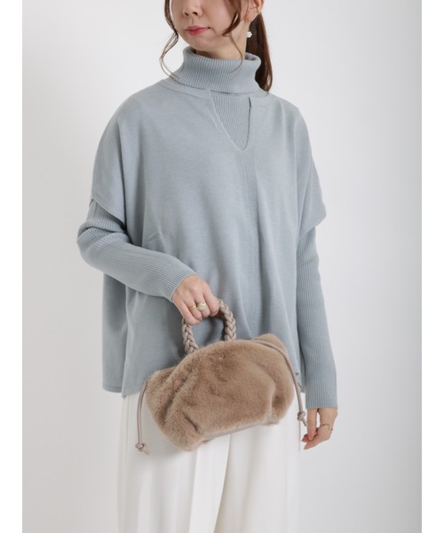 Te chichi（テチチ）の「キーネックベスト×リブタートル（ニット/セーター・レディース・チャコール/ベージュ/ミント・ﾌﾘ-）」の3枚目の写真