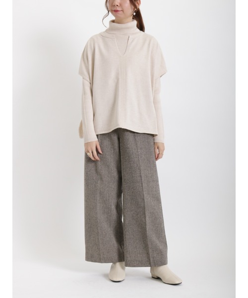 Te chichi（テチチ）の「キーネックベスト×リブタートル（ニット/セーター・レディース・チャコール/ベージュ/ミント・ﾌﾘ-）」の4枚目の写真