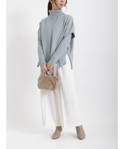 Te chichi（テチチ）の「キーネックベスト×リブタートル（ニット/セーター・レディース・チャコール/ベージュ/ミント・ﾌﾘ-）」の5枚目の写真