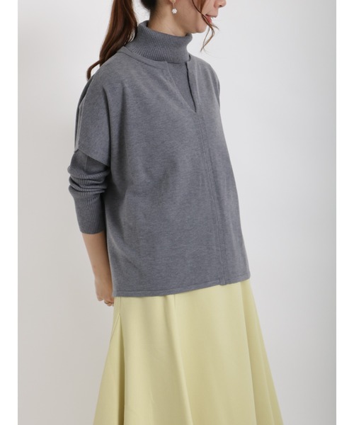 Te chichi（テチチ）の「キーネックベスト×リブタートル（ニット/セーター・レディース・チャコール/ベージュ/ミント・ﾌﾘ-）」の8枚目の写真