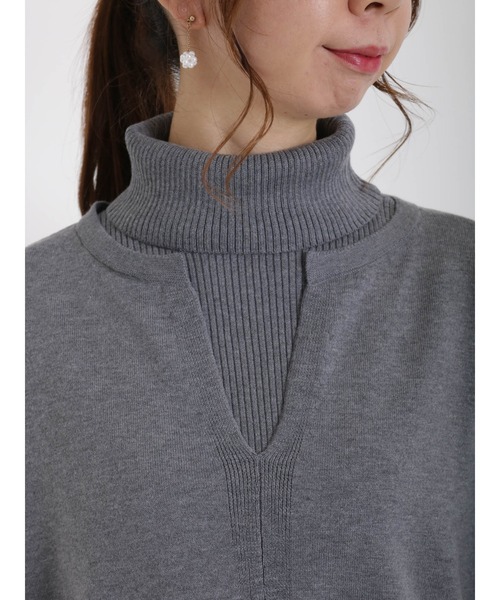 Te chichi（テチチ）の「キーネックベスト×リブタートル（ニット/セーター・レディース・チャコール/ベージュ/ミント・ﾌﾘ-）」の11枚目の写真