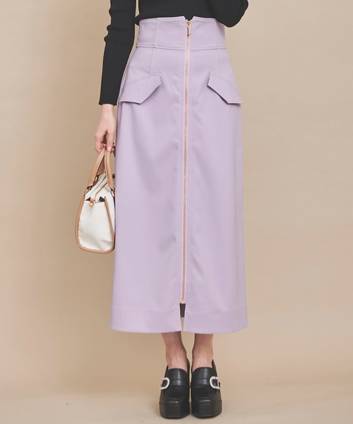 31 Sons de mode（トランテアン　ソン　ドゥ　モード）の「フロントジップスカート（スカート・レディース・ピンク/クリーム/ラベンダー・38/36）」の2枚目の写真