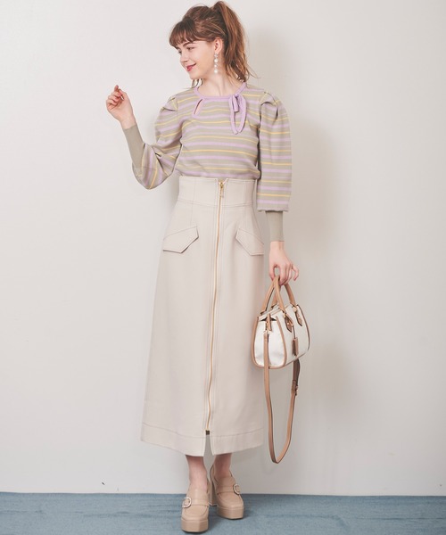 31 Sons de mode（トランテアン　ソン　ドゥ　モード）の「フロントジップスカート（スカート・レディース・ピンク/クリーム/ラベンダー・38/36）」の10枚目の写真