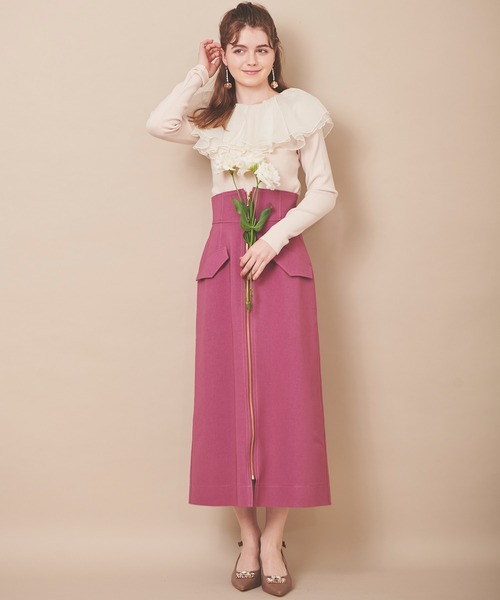 31 Sons de mode（トランテアン　ソン　ドゥ　モード）の「フロントジップスカート（スカート・レディース・ピンク/クリーム/ラベンダー・38/36）」の14枚目の写真