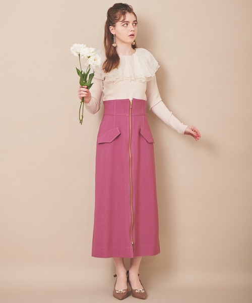 31 Sons de mode（トランテアン　ソン　ドゥ　モード）の「フロントジップスカート（スカート・レディース・ピンク/クリーム/ラベンダー・38/36）」の15枚目の写真