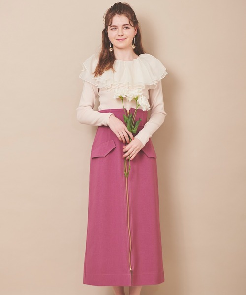 31 Sons de mode（トランテアン　ソン　ドゥ　モード）の「フロントジップスカート（スカート・レディース・ピンク/クリーム/ラベンダー・38/36）」の16枚目の写真