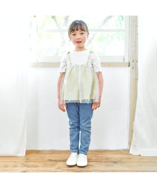 apres les cours（アプレレクール）の「デニム/7days Style pants_ストレッチ_10分丈（デニムパンツ・キッズ・ネイビー/ブルー・120/90/80/140/100/110/130）」の5枚目の写真