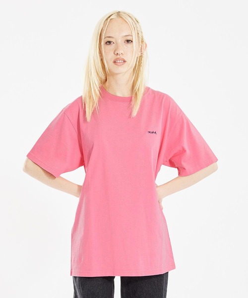 X-girl（エックスガール）の「FACE S/S TEE（Tシャツ/カットソー・レディース・ホワイト/ピンク/チャコール・S/M/L/XL）」の4枚目の写真