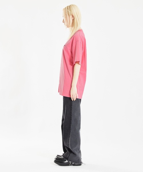 X-girl（エックスガール）の「FACE S/S TEE（Tシャツ/カットソー・レディース・ホワイト/ピンク/チャコール・S/M/L/XL）」の8枚目の写真