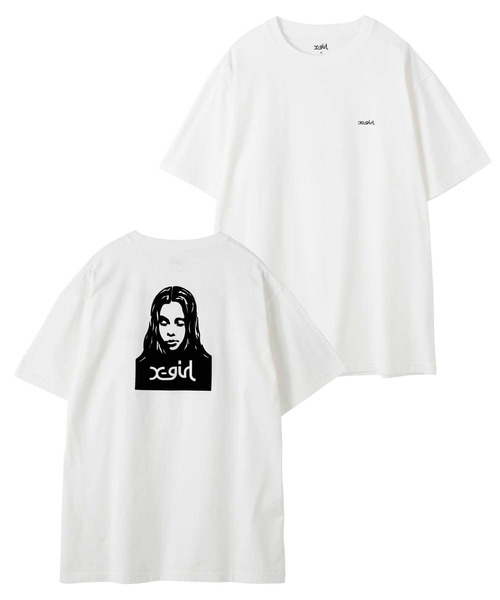 X-girl（エックスガール）の「FACE S/S TEE（Tシャツ/カットソー・レディース・ホワイト/ピンク/チャコール・S/M/L/XL）」の20枚目の写真