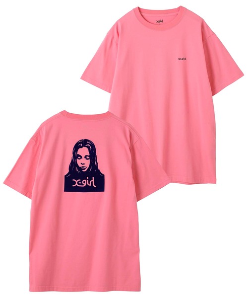 X-girl（エックスガール）の「FACE S/S TEE（Tシャツ/カットソー・レディース・ホワイト/ピンク/チャコール・S/M/L/XL）」の22枚目の写真