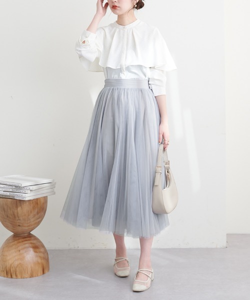 natural couture(ナチュラルクチュール)の「チュールボリュームギャザースカート(スカート・レディース・チャコール/アイボリー/その他2/その他3/グレー/その他1・FREE)」の15枚目の写真