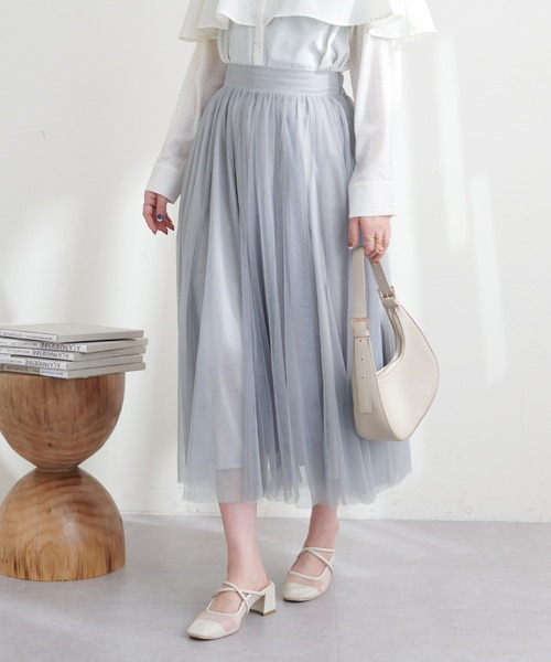 natural couture(ナチュラルクチュール)の「チュールボリュームギャザースカート(スカート・レディース・チャコール/アイボリー/その他2/その他3/グレー/その他1・FREE)」の12枚目の写真