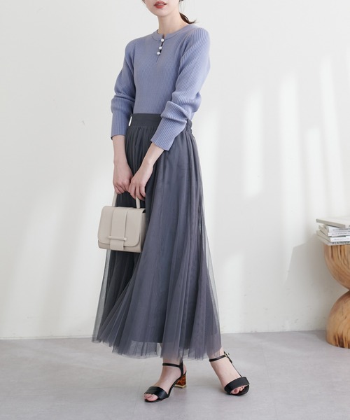 natural couture(ナチュラルクチュール)の「チュールボリュームギャザースカート(スカート・レディース・チャコール/アイボリー/その他2/その他3/グレー/その他1・FREE)」の18枚目の写真