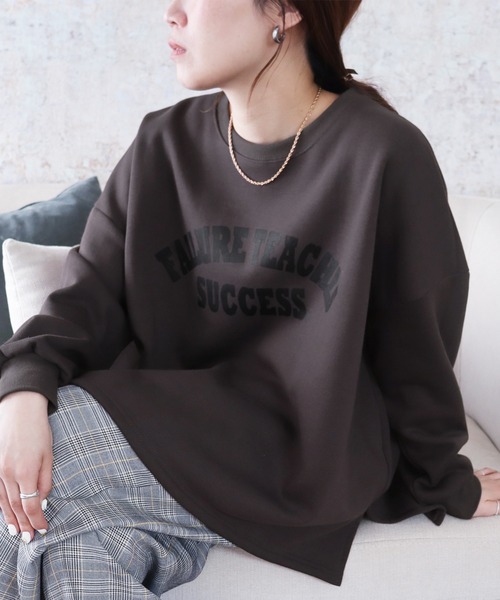 reca(レカ)の「大人のルーズロゴプルオーバー(Tシャツ/カットソー・レディース・チャコール/ミント/オートミール/チャコールグレー×ブラック/グレー/ホワイト系その他7/グレー系その他7/グレー系7/クリーム・FREE/フリー)」の6枚目の写真