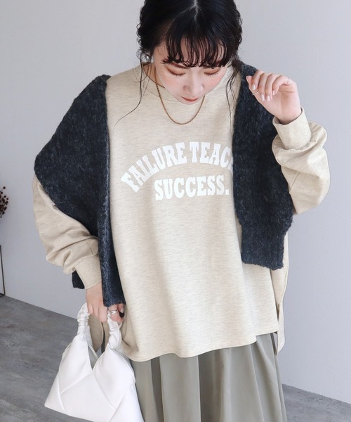 reca(レカ)の「大人のルーズロゴプルオーバー(Tシャツ/カットソー・レディース・チャコール/ミント/オートミール/チャコールグレー×ブラック/グレー/ホワイト系その他7/グレー系その他7/グレー系7/クリーム・FREE/フリー)」の8枚目の写真