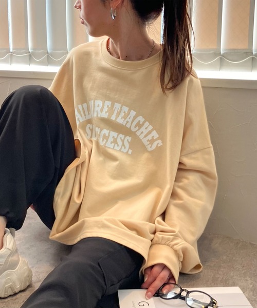 reca(レカ)の「大人のルーズロゴプルオーバー(Tシャツ/カットソー・レディース・チャコール/ミント/オートミール/チャコールグレー×ブラック/グレー/ホワイト系その他7/グレー系その他7/グレー系7/クリーム・FREE/フリー)」の7枚目の写真