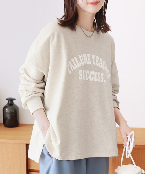 reca(レカ)の「大人のルーズロゴプルオーバー(Tシャツ/カットソー・レディース・チャコール/ミント/オートミール/チャコールグレー×ブラック/グレー/ホワイト系その他7/グレー系その他7/グレー系7/クリーム・FREE/フリー)」の18枚目の写真