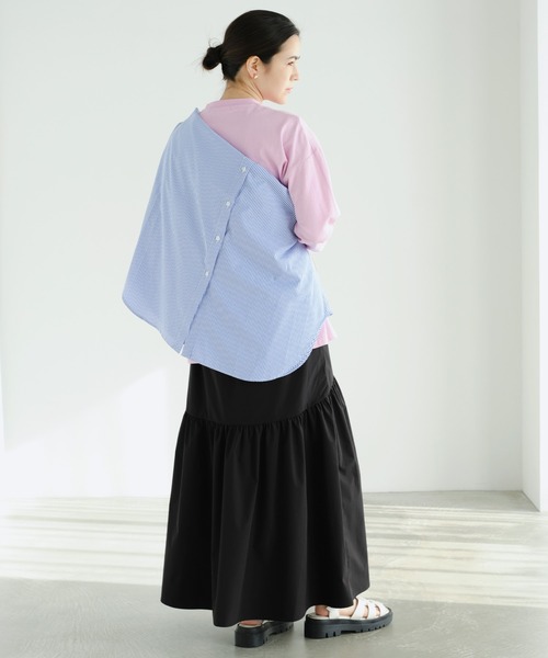 Chaco closet（チャコ クローゼット）の「ギャザーデザインボリュームフレアスカート（スカート・レディース・ブラック/カーキ/アイボリー/グレイッシュベージュ・FREE）」の12枚目の写真