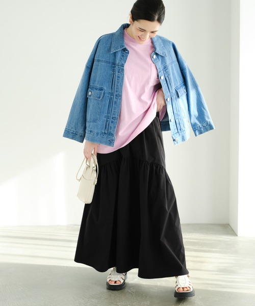 Chaco closet（チャコ クローゼット）の「ギャザーデザインボリュームフレアスカート（スカート・レディース・ブラック/カーキ/アイボリー/グレイッシュベージュ・FREE）」の14枚目の写真