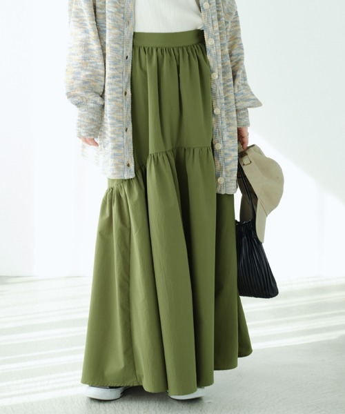 Chaco closet（チャコ クローゼット）の「ギャザーデザインボリュームフレアスカート（スカート・レディース・ブラック/カーキ/アイボリー/グレイッシュベージュ・FREE）」の19枚目の写真