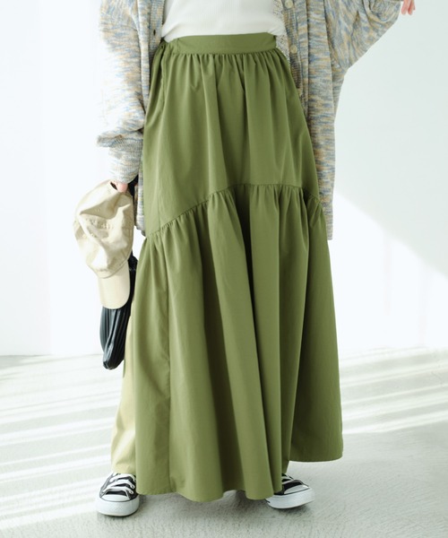 Chaco closet（チャコ クローゼット）の「ギャザーデザインボリュームフレアスカート（スカート・レディース・ブラック/カーキ/アイボリー/グレイッシュベージュ・FREE）」の20枚目の写真