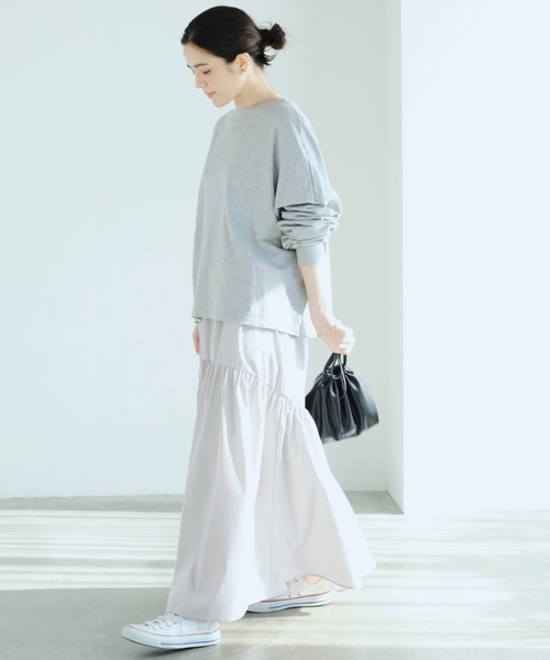 Chaco closet（チャコ クローゼット）の「ギャザーデザインボリュームフレアスカート（スカート・レディース・ブラック/カーキ/アイボリー/グレイッシュベージュ・FREE）」の18枚目の写真