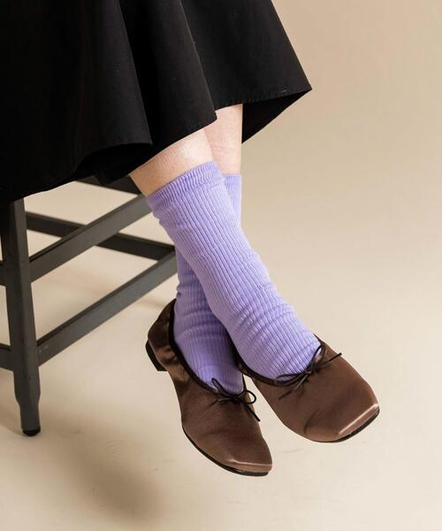 SMELLY（スメリー）の「カラーリブソックス（ソックス/靴下・レディース・ライトブルー/オレンジ/ラベンダー/ミント・22/25（85-100））」の3枚目の写真