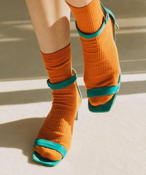 SMELLY（スメリー）の「カラーリブソックス（ソックス/靴下・レディース・ライトブルー/オレンジ/ラベンダー/ミント・22/25（85-100））」の4枚目の写真