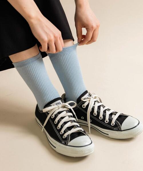 SMELLY（スメリー）の「カラーリブソックス（ソックス/靴下・レディース・ライトブルー/オレンジ/ラベンダー/ミント・22/25（85-100））」の6枚目の写真