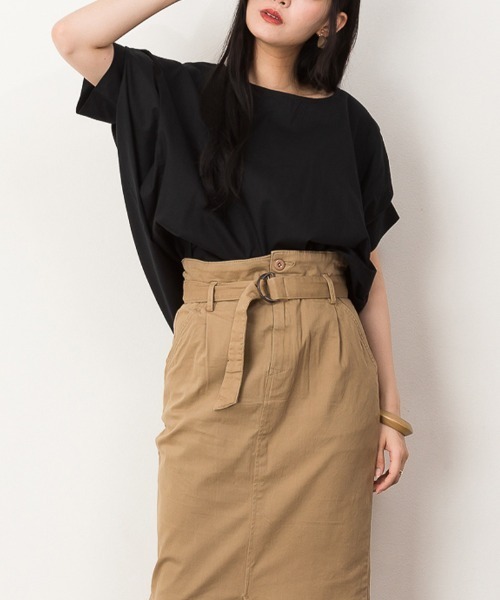 atONE(アットワン)の「atONE 透け感ローン変形ドルマンプルオーバー 半袖(シャツ/ブラウス・レディース・ブラック/オフホワイト/ベージュ・M-L/4L~5L/LL~3L)」の13枚目の写真