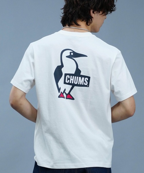CHUMS（チャムス）の「CHUMS/チャムス Tシャツ 半袖 ブービーロゴ ブービーバード バックプリント 定番 CH01-2279（Tシャツ/カットソー・メンズ・ホワイト/ライトブルー/ホワイト×ネイビー/ブラック/グレイッシュベージュ/レインボー/ブルー/オレンジ/ネイビー/ホワイト×グリーン/グリーン×オレンジ・XXL/M/L/XL/2XL）」の2枚目の写真
