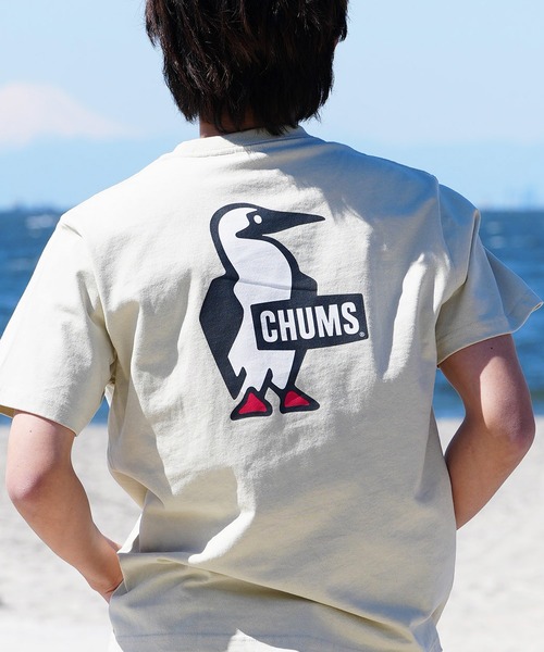 CHUMS（チャムス）の「CHUMS/チャムス Tシャツ 半袖 ブービーロゴ ブービーバード バックプリント 定番 CH01-2279（Tシャツ/カットソー・メンズ・ホワイト/ライトブルー/ホワイト×ネイビー/ブラック/グレイッシュベージュ/レインボー/ブルー/オレンジ/ネイビー/ホワイト×グリーン/グリーン×オレンジ・XXL/M/L/XL/2XL）」の5枚目の写真