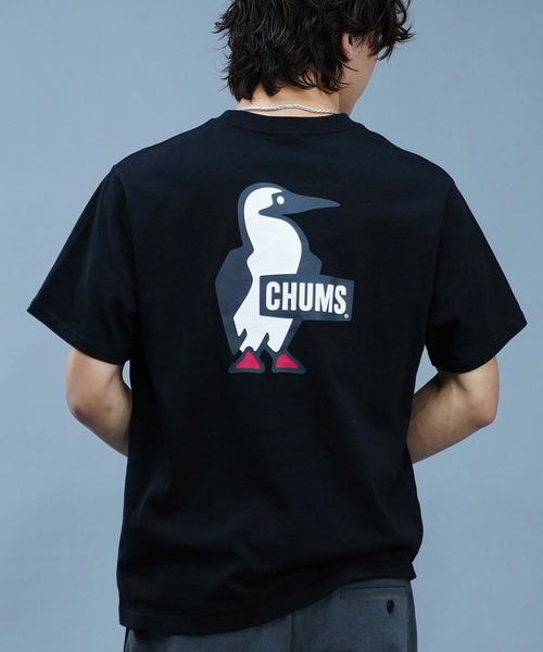 CHUMS（チャムス）の「CHUMS/チャムス Tシャツ 半袖 ブービーロゴ ブービーバード バックプリント 定番 CH01-2279（Tシャツ/カットソー・メンズ・ホワイト/ライトブルー/ホワイト×ネイビー/ブラック/グレイッシュベージュ/レインボー/ブルー/オレンジ/ネイビー/ホワイト×グリーン/グリーン×オレンジ・XXL/M/L/XL/2XL）」の4枚目の写真