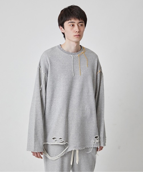 DISCOVERED（ディスカバード）の「LOOPING DAMAGE SWEAT（スウェット・メンズ・ホワイト/ブラック/グレー・1/3）」の3枚目の写真