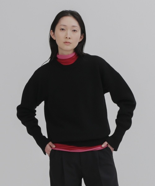UNDECORATED(アンデコレイテッド)の「UNDECORATED アンデコレイテッド / Fine Wool Knit Slit Top ファインウールニット スリットトップス セーター / UDF23806(ニット/セーター・レディース・グレイッシュベージュ/ブラック・0)」の4枚目の写真