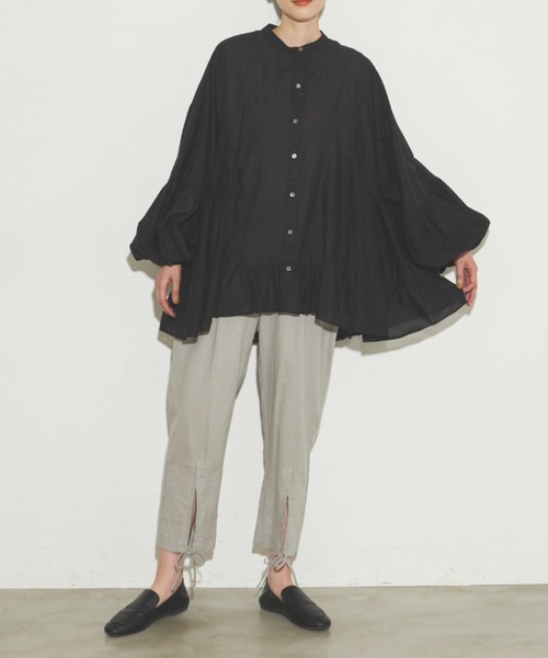 Libra Cue（リブラ キュー）の「フロントリボンパンツ（スラックス・レディース・グレイッシュベージュ/ブラック・FREE）」の19枚目の写真