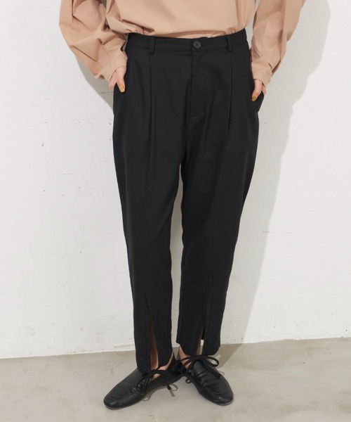 Libra Cue（リブラ キュー）の「フロントリボンパンツ（スラックス・レディース・グレイッシュベージュ/ブラック・FREE）」の14枚目の写真