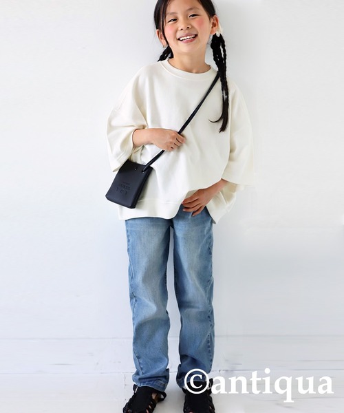 antiqua(アンティカ)の「綿100%半袖裏毛プルオーバー(Tシャツ/カットソー・キッズ・レッド/イエロー/グリーン/杢グレー/ブルー/ブラック/オフホワイト/ブルー系その他・120/130/140/150/160)」の2枚目の写真