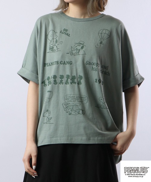 PEANUTS(ピーナッツ)の「PEANUTS スヌーピー バルーンシルエットTee(Tシャツ/カットソー・レディース・カーキ/グレイッシュベージュ/チャコール・M/L)」の20枚目の写真