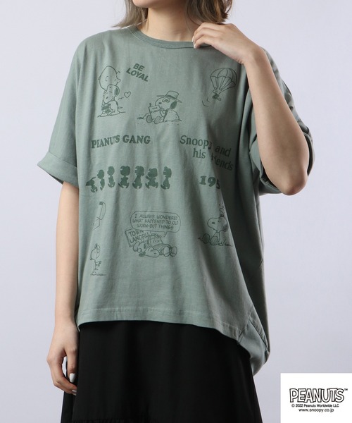 PEANUTS(ピーナッツ)の「PEANUTS スヌーピー バルーンシルエットTee(Tシャツ/カットソー・レディース・カーキ/グレイッシュベージュ/チャコール・M/L)」の21枚目の写真