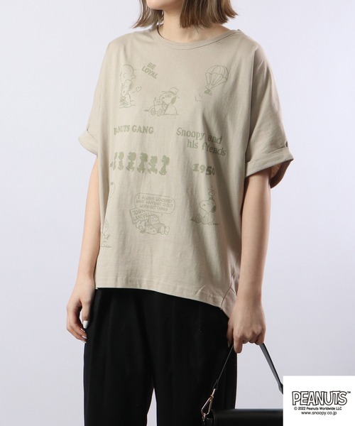 PEANUTS(ピーナッツ)の「PEANUTS スヌーピー バルーンシルエットTee(Tシャツ/カットソー・レディース・カーキ/グレイッシュベージュ/チャコール・M/L)」の12枚目の写真