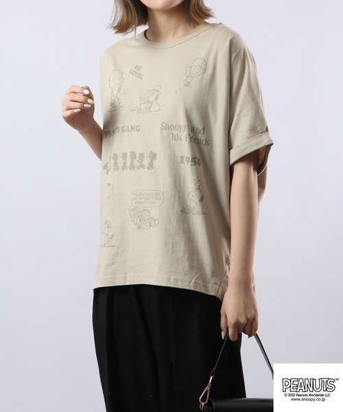 PEANUTS(ピーナッツ)の「PEANUTS スヌーピー バルーンシルエットTee(Tシャツ/カットソー・レディース・カーキ/グレイッシュベージュ/チャコール・M/L)」の13枚目の写真