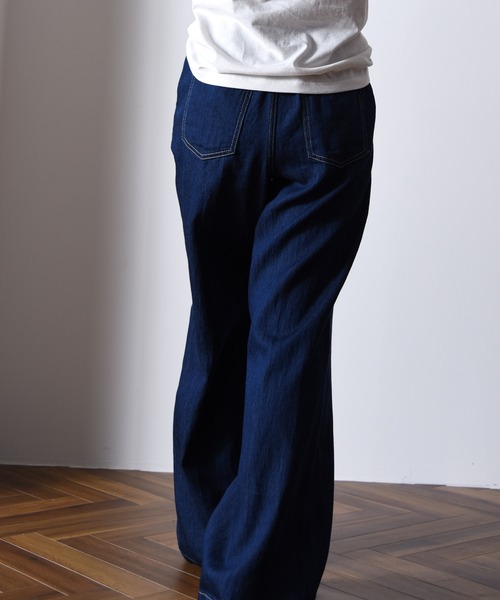 folka（フォルカ）の「1- 綿麻デニム ワイドパンツ  綿  麻 デニム ワイド パンツ ジーンズ コットン（デニムパンツ・レディース・ワンウォッシュ/ダークインディゴブルー/ライトインディゴブルー・FREE）」の9枚目の写真