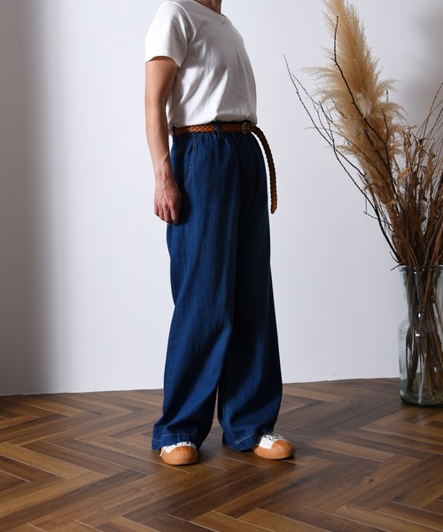 folka（フォルカ）の「1- 綿麻デニム ワイドパンツ  綿  麻 デニム ワイド パンツ ジーンズ コットン（デニムパンツ・レディース・ワンウォッシュ/ダークインディゴブルー/ライトインディゴブルー・FREE）」の14枚目の写真