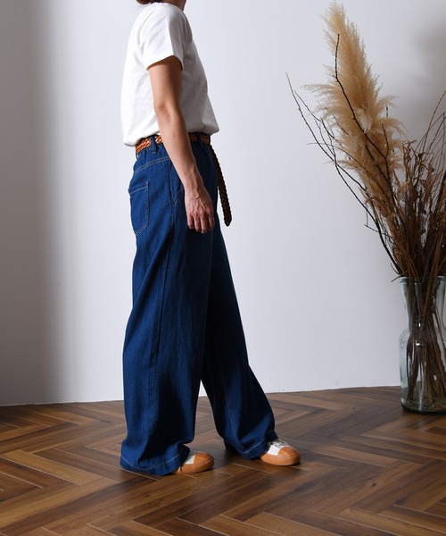 folka（フォルカ）の「1- 綿麻デニム ワイドパンツ  綿  麻 デニム ワイド パンツ ジーンズ コットン（デニムパンツ・レディース・ワンウォッシュ/ダークインディゴブルー/ライトインディゴブルー・FREE）」の15枚目の写真